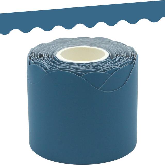 Teacher Created Resources Slate Blue Scalloped Rolled Border Trim - 50ft - Decorate Bulletin Boards  Walls  Desks  Windows  Doors  Lockers  Schools  C