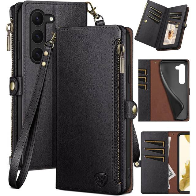 XcaseBar for Samsung Galaxy S23 Plus Wallet case with Zipper ?RFID Blocking? Credit Card Holder  Flip Folio Book PU Leather Phone case Shockproof Cove
