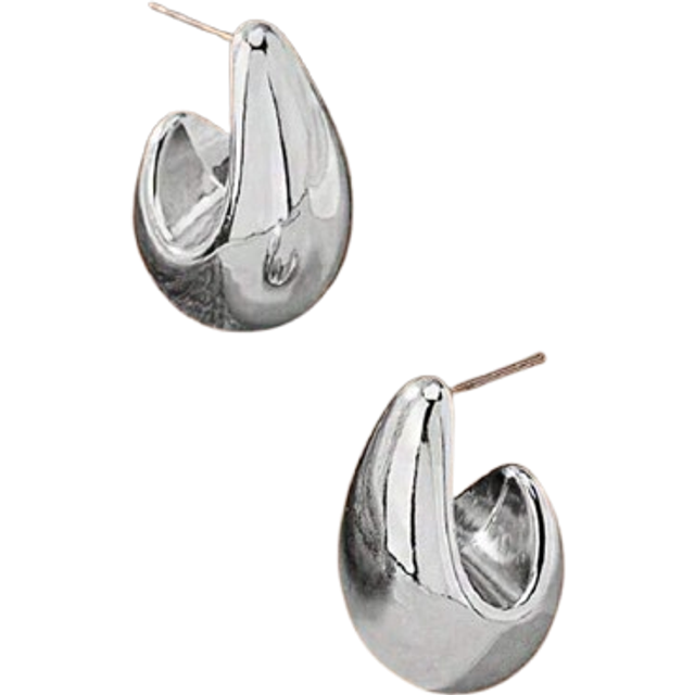 SHEIN 1pair Of Silver Fashion Simple Glossy C-Shaped Earrings