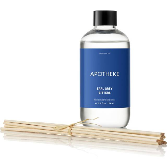 Apotheke Luxury Scented Oil Reed Diffuser Liquid Refill (Earl Grey Bitters)  Premium Home Fragrance Diffuser Refill Set with Sticks