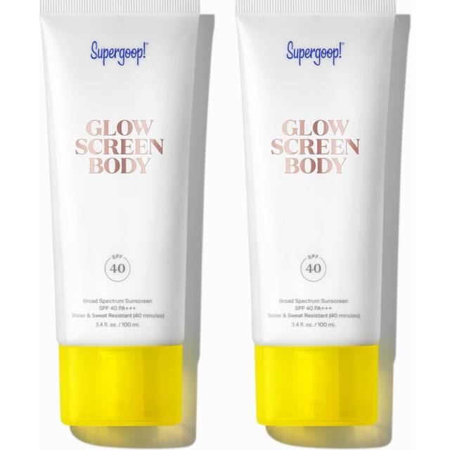 Supergoop! Glowscreen Body SPF 40 PA+++  3.4 fl oz - Pack of 2 - Body Lotion + Broad Spectrum Sunscreen with Subtle Shimmer - Adds Instant Glow & Hydr