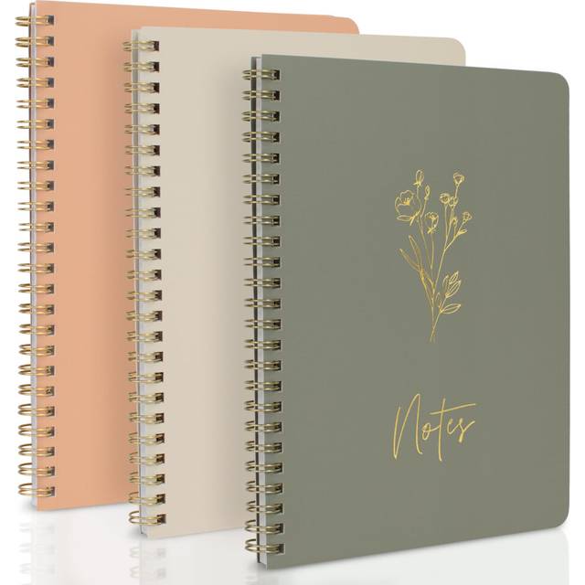 ZICOTO Aesthetic Spiral Notebook Set of 3 For Women  Cute College Ruled 8x6 Journal/Notebook with Large Pockets And Lined Pages  Perfect Supplies to S