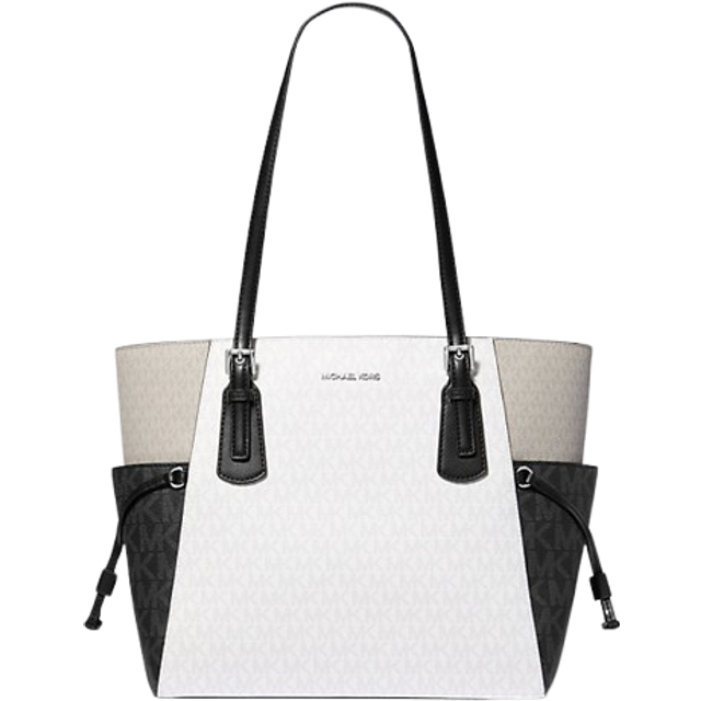 MK Voyager Large Color-Block Signature Logo Tote Bag - White - Michael Kors - ONE SIZE