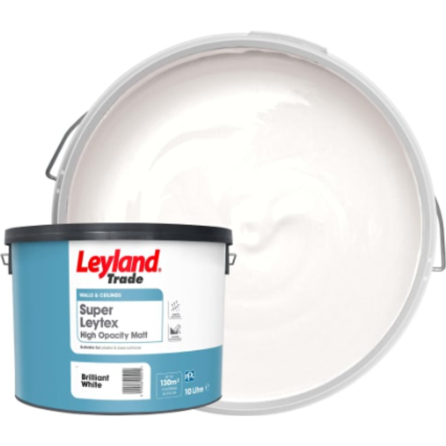 Leyland Trade Super Leytex Paint - Brilliant White - 10L