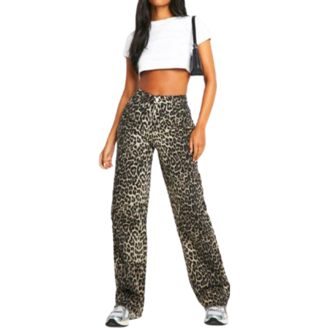 Womens Tall Leopard Straight Leg Jean - Multi - 16, Multi