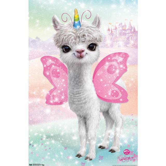"Trends International Animal Club - Lama Unicorn Wall Poster  22.375"""" x 34""""  Unframed Version"