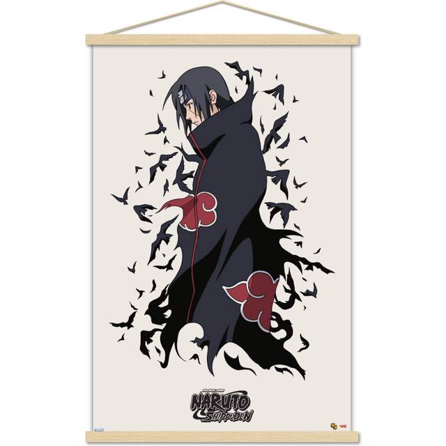 "Trends International Naruto Shippuden - Itachi Wall Poster  22.375"""" x 34""""  Print and Beechwood Hanger Bundle"