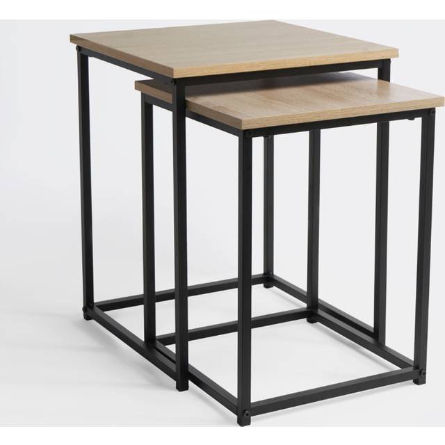 OHS Manhattan Set of 2 Square Nest of Tables - Natural Wood