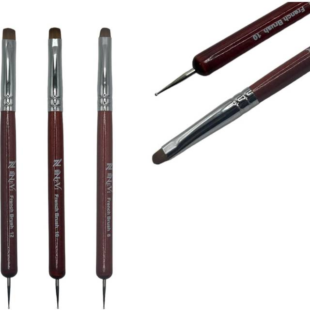 NEVI USA 2-Piece Sable Brush Set: Professional Acrylic French Manicure Clean-up Brush and Bend Nail Dotting Pen | Essential Tools for Precision Nail A