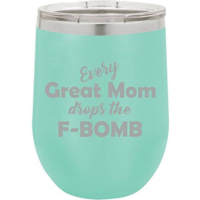 12 oz Double Wall Vacuum Insulated Stainless Steel Stemless Wine Tumbler Glass Coffee Travel Mug With Lid Every Great Mom Drops