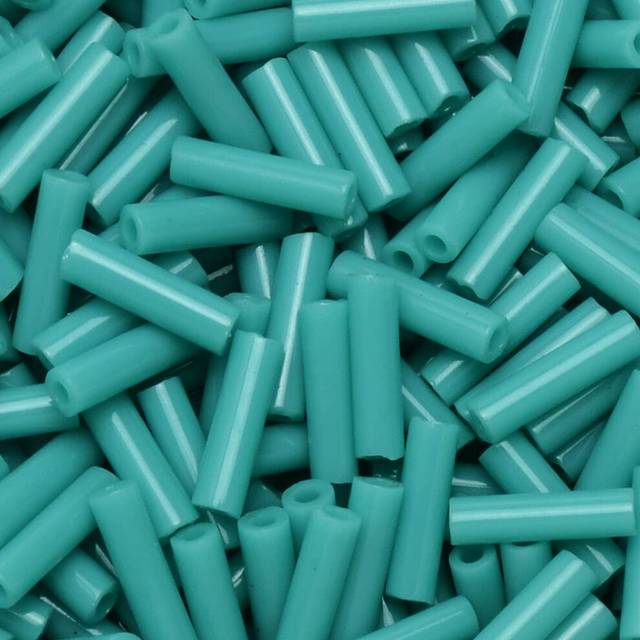 Miyuki Bugle Beads Size #2  6mm  17 Gram Tube  Opaque Turquoise Green