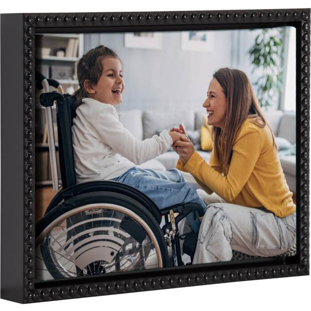 Kate and Laurel Custom Printed Framed Canvas Wall Art  13x10 Beaded Black  Sylvie Personal Canvas Print with Your Photos for Bedroom or Gallery Wall D