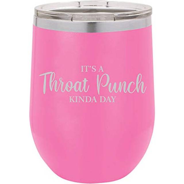 12 oz Double Wall Vacuum Insulated Stainless Steel Stemless Wine Tumbler Glass Coffee Travel Mug With Lid Its A Throat Punch Ki
