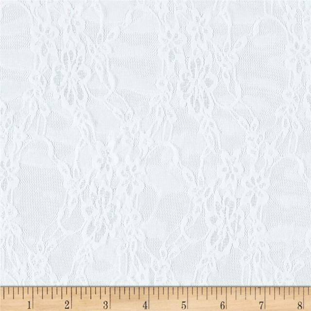 Giselle Stretch Floral Lace White  Fabric by the Yard