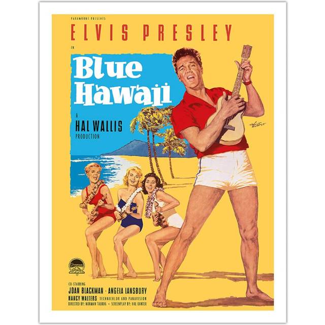Elvis Presley in Blue Hawaii - Vintage Film Movie Poster by Rolf Goetze c.1961 - Fine Art Matte Paper Print (Unframed) 20x26in