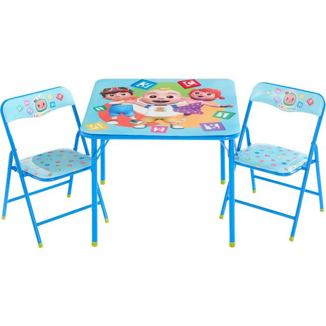 Idea Nuova Cocomelon 3 Piece Children's Activity Square Table and 2 Folding Chairs Set  Ages 3+
