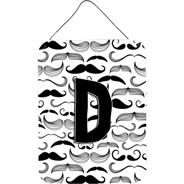 """""Caroline's Treasures CJ2009-DDS1216 Letter D Moustache Initial Wall or Door Hanging Prints  16 x 12""""""""  Multicolor"""""