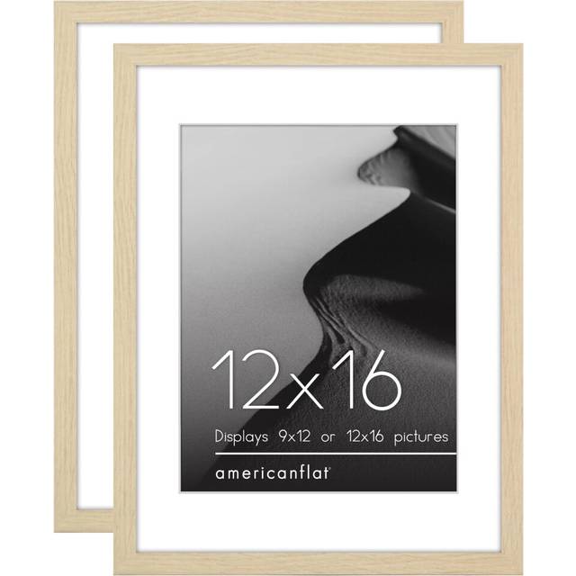 Americanflat 12x16 Picture Frame with Polished Plexiglass - Set of 2 - Use as 9x12 Frame with Mat or 12x16 Frame Without Mat - Galleria Collection - G