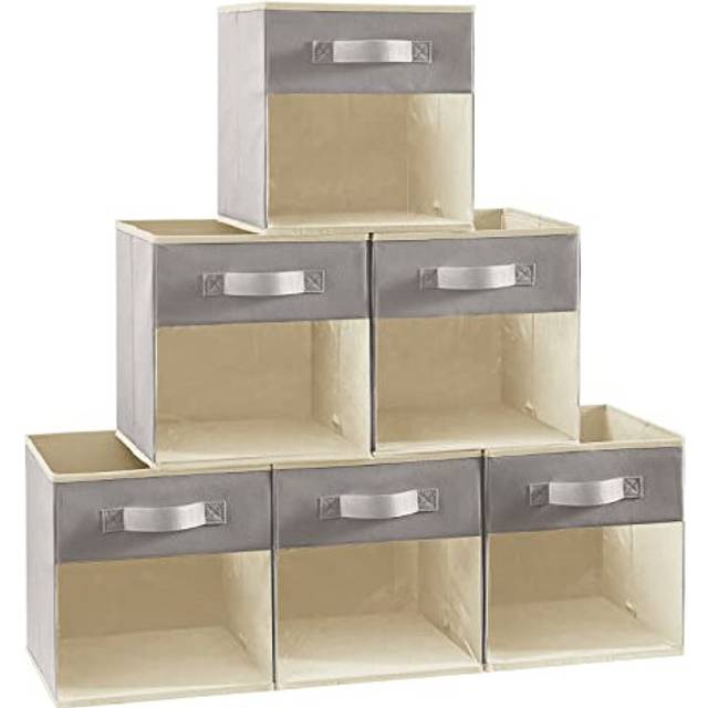 Lifewit Cube Storage Boxes Set of 6, Fabric Storage Box with a Clear Window and Handles, Foldable Storage Cubes Clothes Organiser for Wardrobe,