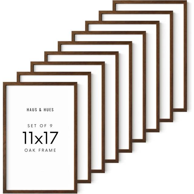 HAUS AND HUES 11x17 Picture Frame Set of 911 x 17 Frame and Walnut Oak Wooden Picture Frames  Natural Wood Frames  Includes S