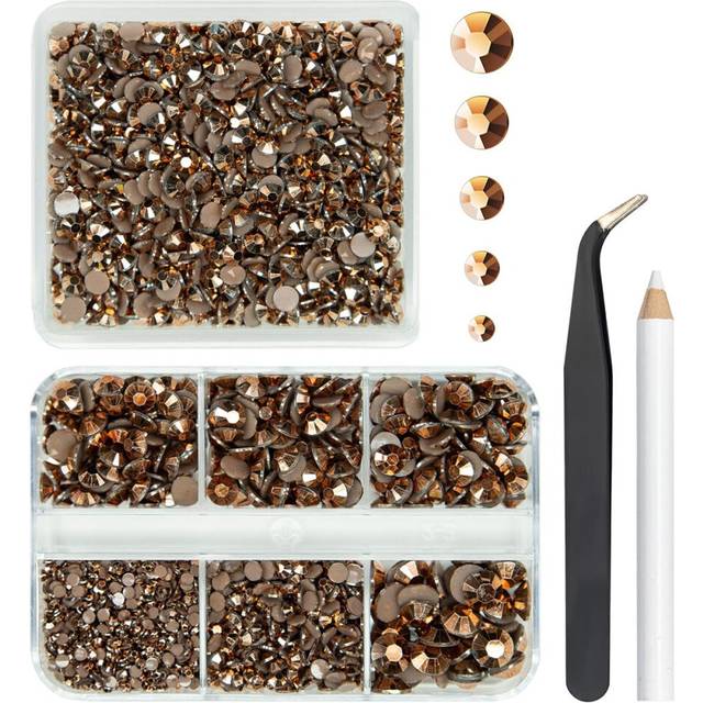 qiipii 2 Boxes 3060PCS Brown Resin Rhinestones for Crafting Coffee Flatback Jelly Resin Rhinestone 2mm6mm NonHotfix Copper Gem