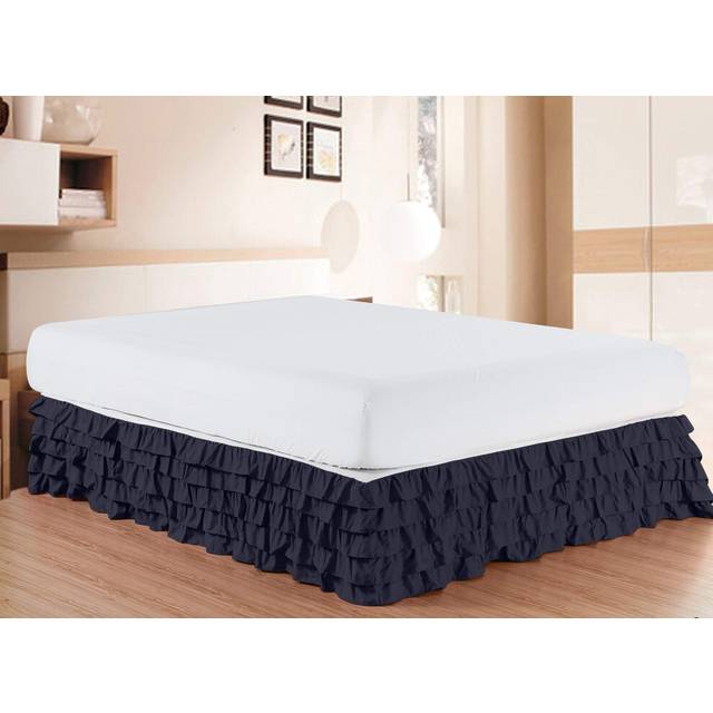 Elegant Comfort Luxurious Premium Quality 1500 Thread Count Wrinkle and Fade Resistant Egyptian Quality Microfiber Multi-Ruffle Bed Skirt - 15inch Dro