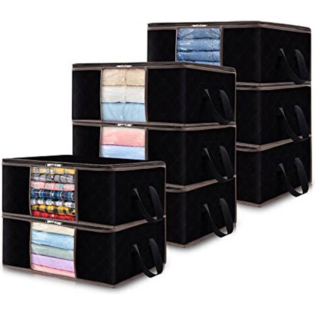 Lifewit 8-Pack Clothes Storage Bag, Foldable Storage Bins Closet Organizer with Reinforced Handle Sturdy Fabric Clear Window for Towel, Sweater,