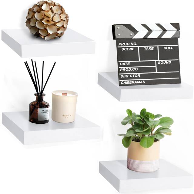 Sorbus Square Floating Shelf for Wall  4 Small Shelves with Invisible Mounting Brackets for Living Room Decor  Bedroom  Bathroo