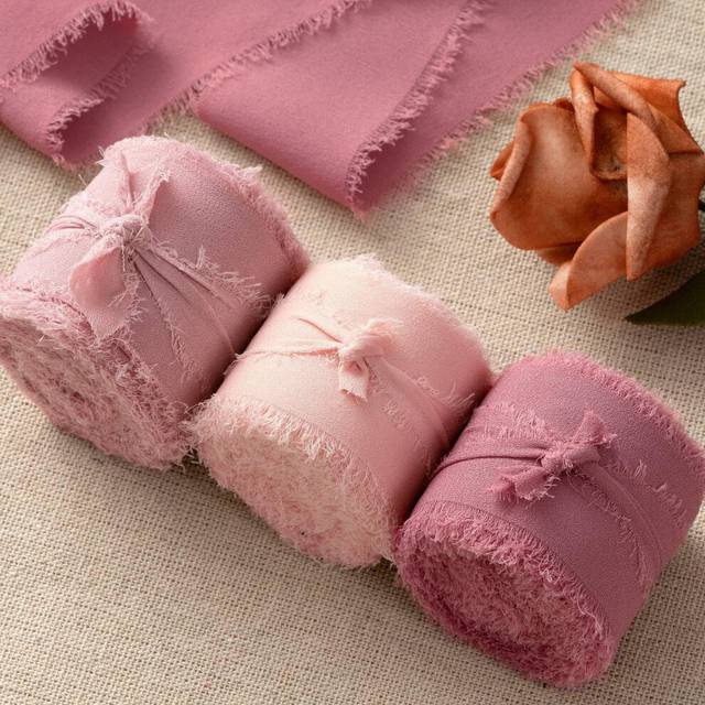 JEDIA Mothers Day Ribbon  3 Rolls Dusty Rose Flower Ribbons  15 x 7Yd Rose Bouquet Ribbon Set for Wedding Invitations  Gift W