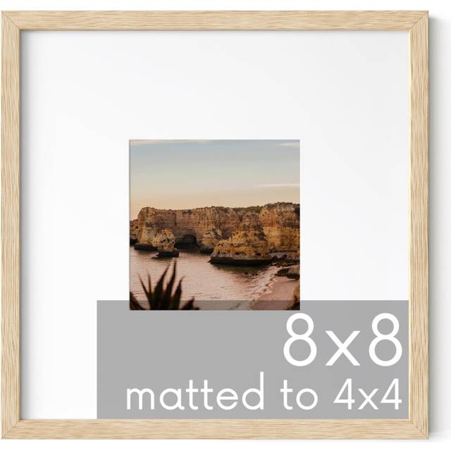 HAUS AND HUES Solid Oak 8x8 Picture Frame Matted to 4x4  8x8 Square Frame With or Without Mat  8x8 Wood Frame  Square P