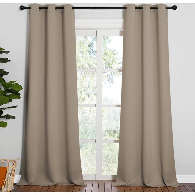 NICETOWN Patio Glass Door Blackout Curtains for Bedroom/Living Room  Privacy Panel Drapes for Dining Room and Guest Room (Taupe  42 inches Wide x 95 i