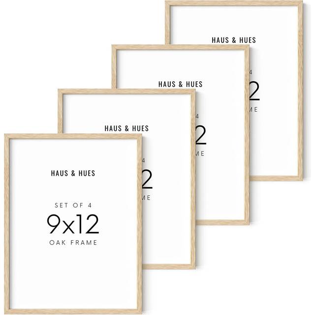 HAUS AND HUES Set of 4 9x12 Picture Frame  9x12 Frame Wooden Picture Frames  12x9 Picture Frame Set Natural Wood Frames  9 X 12