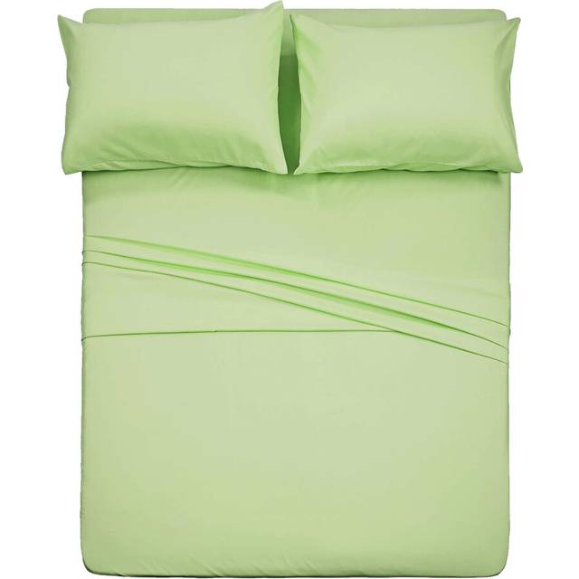 4 Piece Bed Sheet Set (Full Sage) 1 Flat Sheet 1 Fitted Sheet and 2 Pillow Cases Brushed Microfiber Luxury Bedding with Deep Pockets