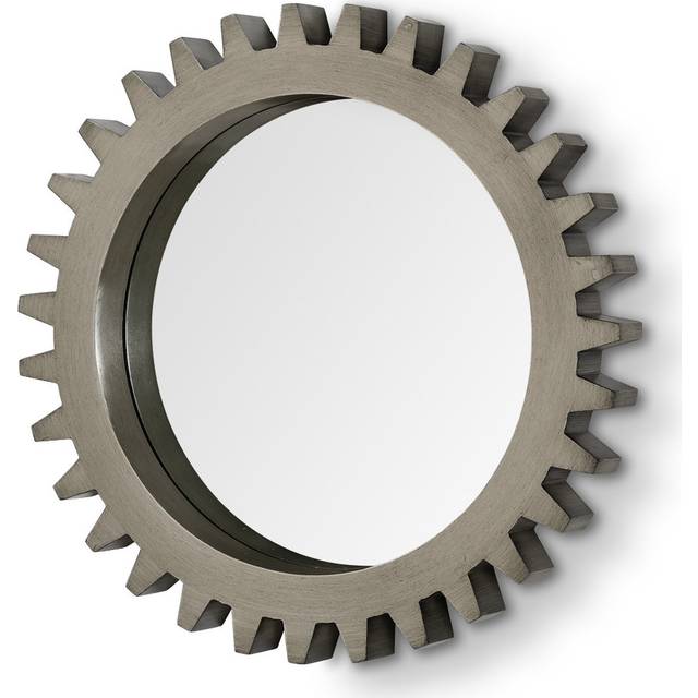26 Round Grey Wood Frame Wall Mirror