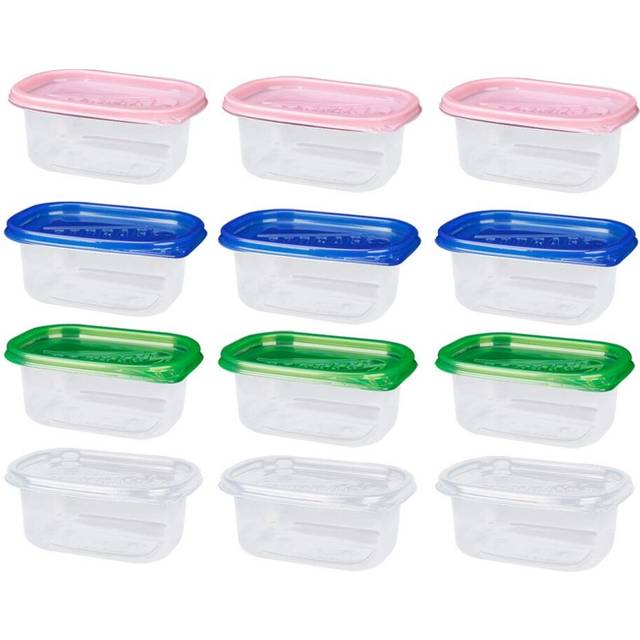 Toyvian 12pcs Food Storage Containers with Lids Rectangular Plastic Lunch Boxes Disposable Food Container Kitchen Sealed Box for Fruit Cake 280ML (Gre