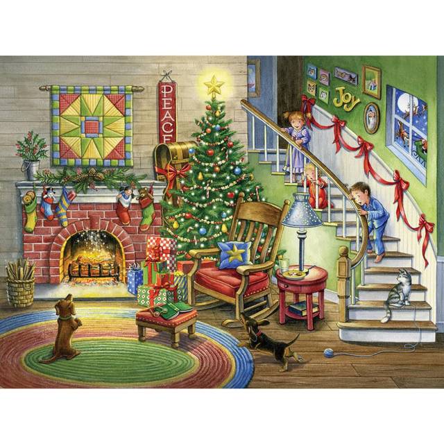 "Bits and Pieces - 300 Piece Jigsaw Puzzle for Adults - 18"""" x 24"""" - Christmas Magic - 300 pc Large Piece Holiday Family Jigsaw by Rose Mary Berlin"