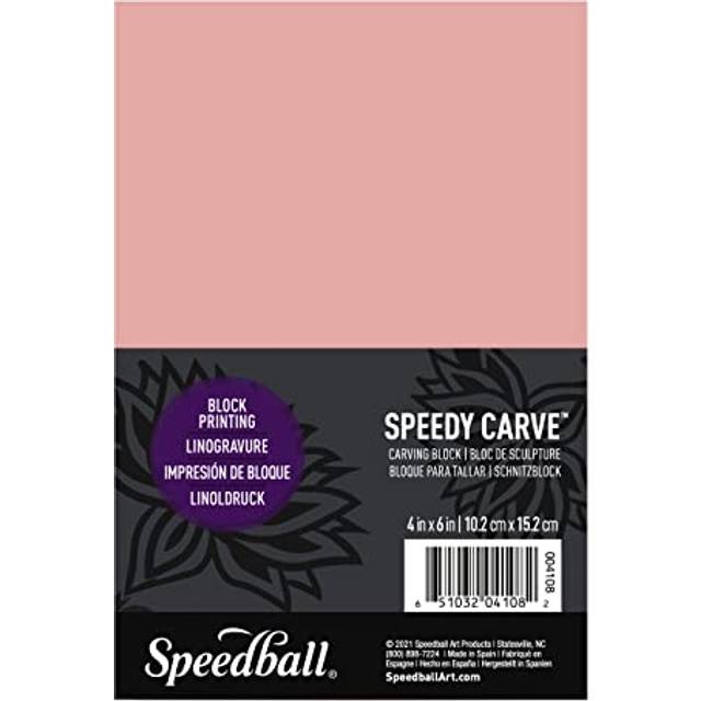 Speedball Speedy-Carve Block Printing Carving Block  Rectangle  Pink  4 x 6 Inches  Linoleum for Printmaking