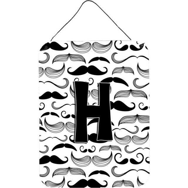 """""Caroline's Treasures CJ2009-HDS1216 Letter H Moustache Initial Wall or Door Hanging Prints  16 x 12""""""""  Multicolor"""""