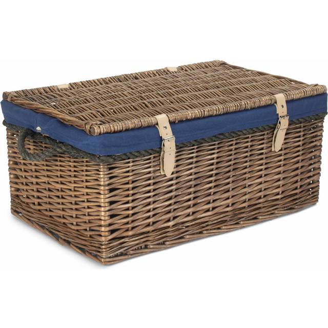 Wicker Rope Handled Trunk with Lining - Blue