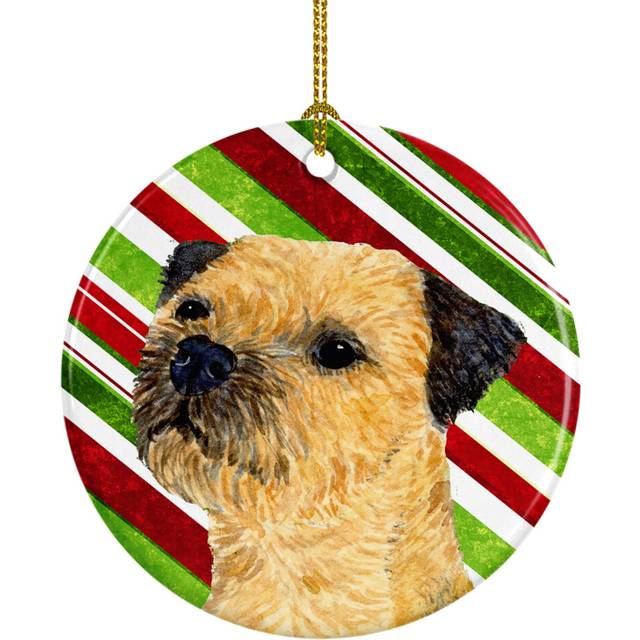 """""Caroline's Treasures LH9233-CO1 Border Terrier Candy Cane Holiday Christmas Ceramic Ornament  Multicolor"""""