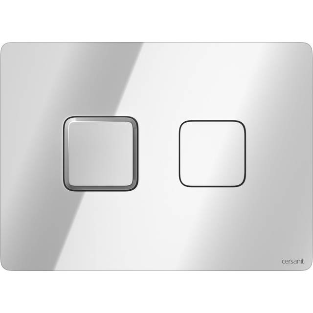 Button Pneumatic Accento Square Glass Black - Gloss Chrome