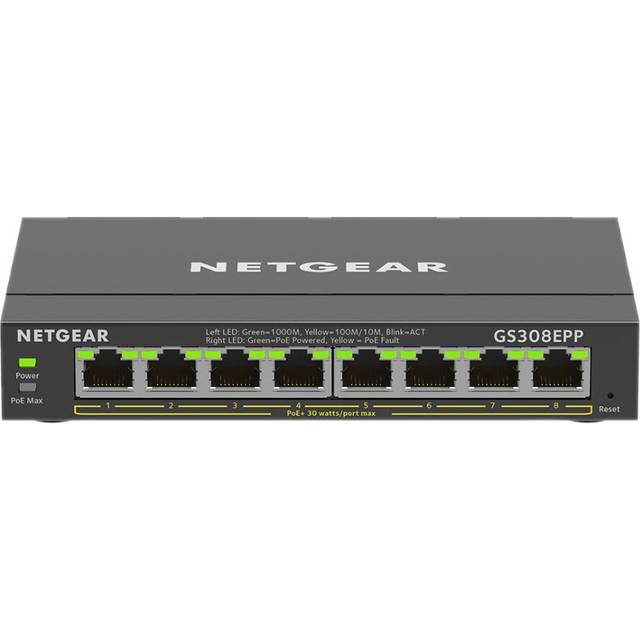 NETGEAR - 8 Port PoE+ Ethernet Plus Gigabit Managed Switch, 123W PoE Budget