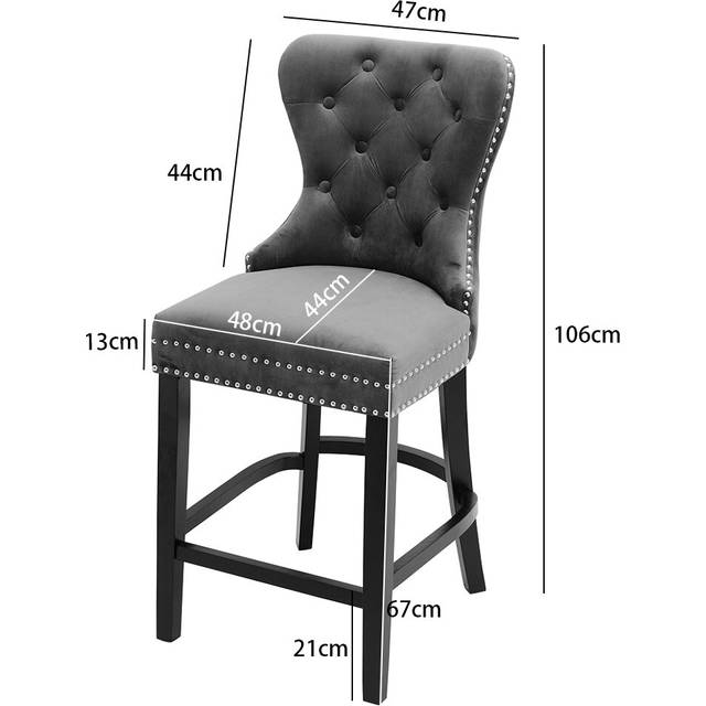 Hemenway Upholstered Counter Stool with Solid Wood Frame - Grey (106cm H X 48cm W X 44cm D)
