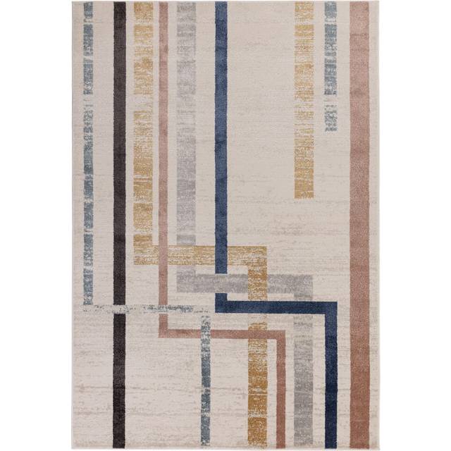 Deran Grid Cream/Multi Area Rug - Blue;Yellow (Rectangle 80 x 140 cm)