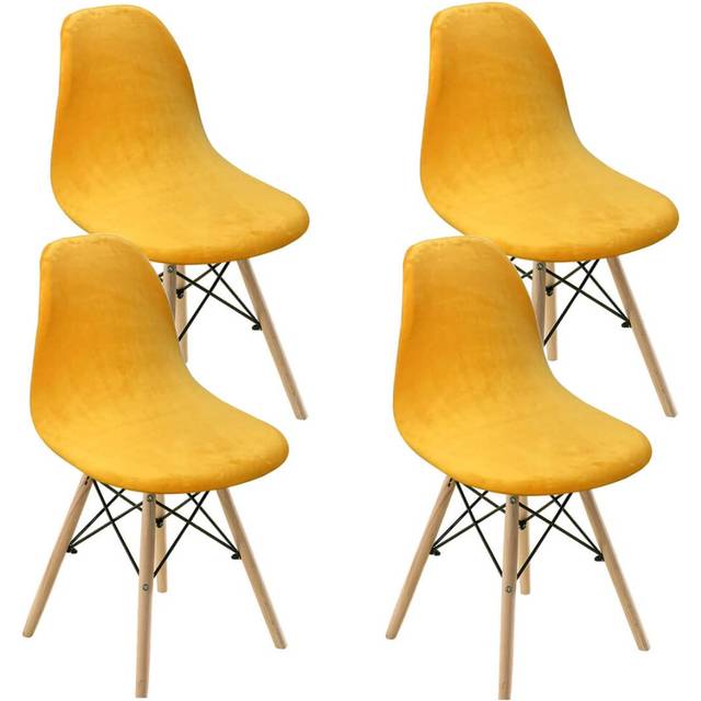 Dining Room Chair Covers Slipcovers Set of 4  Shell Chair Cover Velvet for Mid Century Modern Chair  Armless Chair Cover Lounge for Kitchen  Dining  L