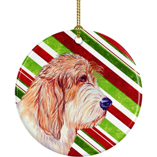 """""Caroline's Treasures LH9262-CO1 Petit Basset Griffon Vendeen Candy Cane Holiday Christmas Ceramic Ornament  Multicolor"""""