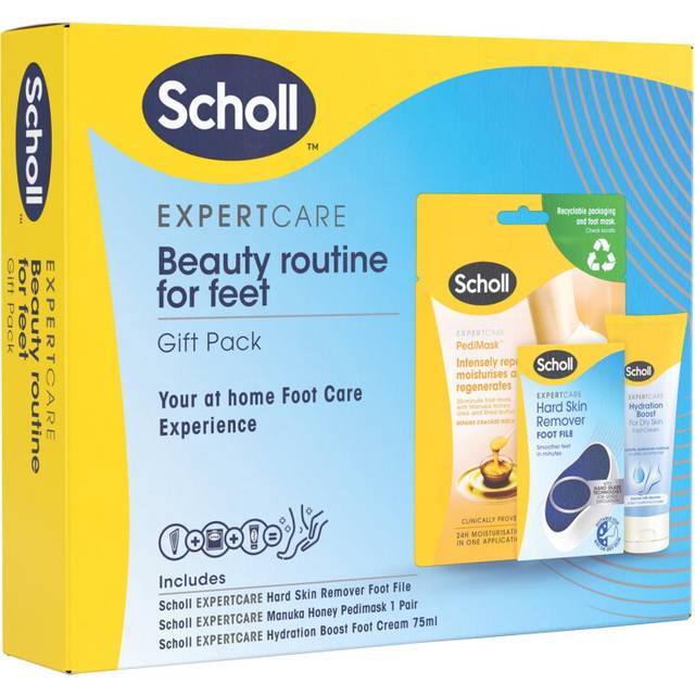 Beauty Routine Bundle - Manuka Honey Foot Mask Socks - ExpertCare Foot File for Hard Skin & ExpertCare Hydration Boost Daily Moisturiser Foot Cream