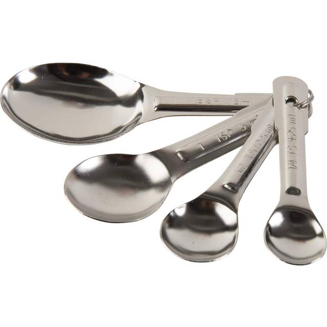 Update International Set of 4 Stainless Steel Measuring Spoons SilverWhite 12Inch