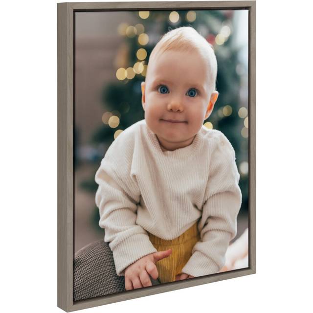 Kate and Laurel Sylvie Custom Printed Framed Canvas Wall Art  18x24 Gray  Personal Canvas Print with Your Photos for Bedroom or