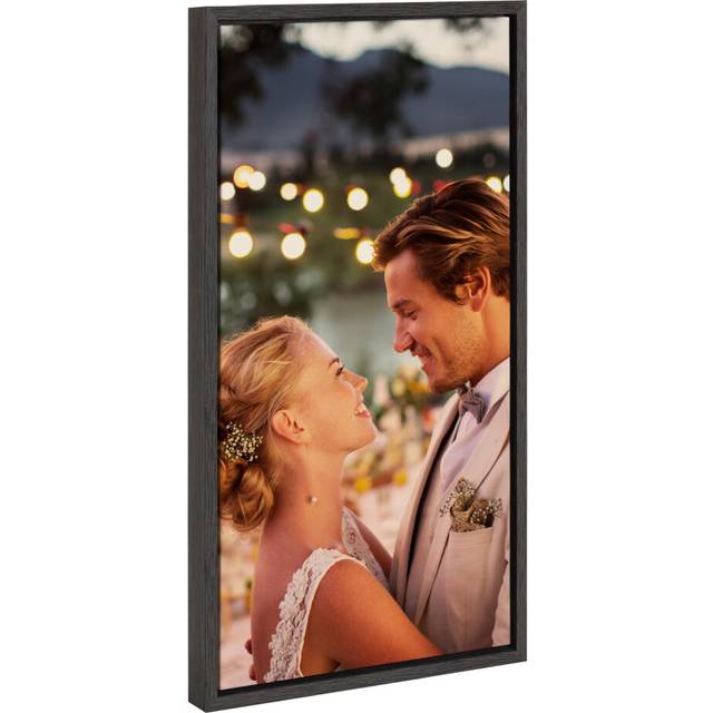 Kate and Laurel Custom Printed Framed Canvas Wall Art  14x26.5 Dark Gray  Sylvie Personal Canvas Print with Your Photos for Living Room Gallery Wall D